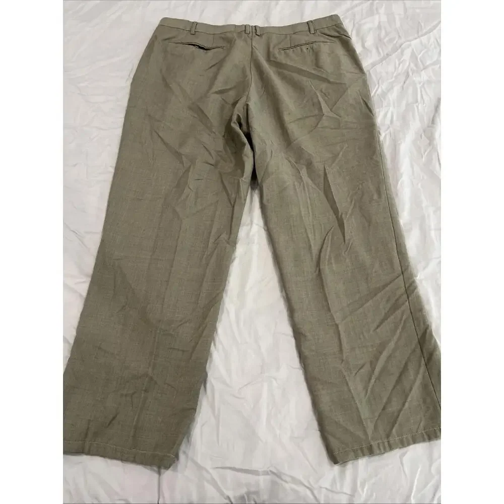SANTORELLI MENS BROWN TAUPE DRESS PANTS 38x27 MADE IN ITALY - LIGHT STAIN
